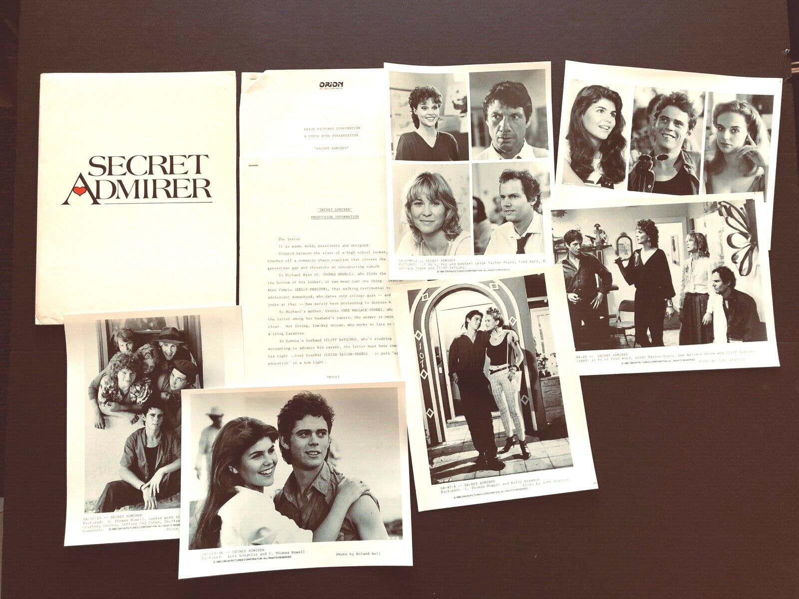 Secret Admirer (laughlin, 1985) - Movie Press Kit Envelope W/photos & Press News