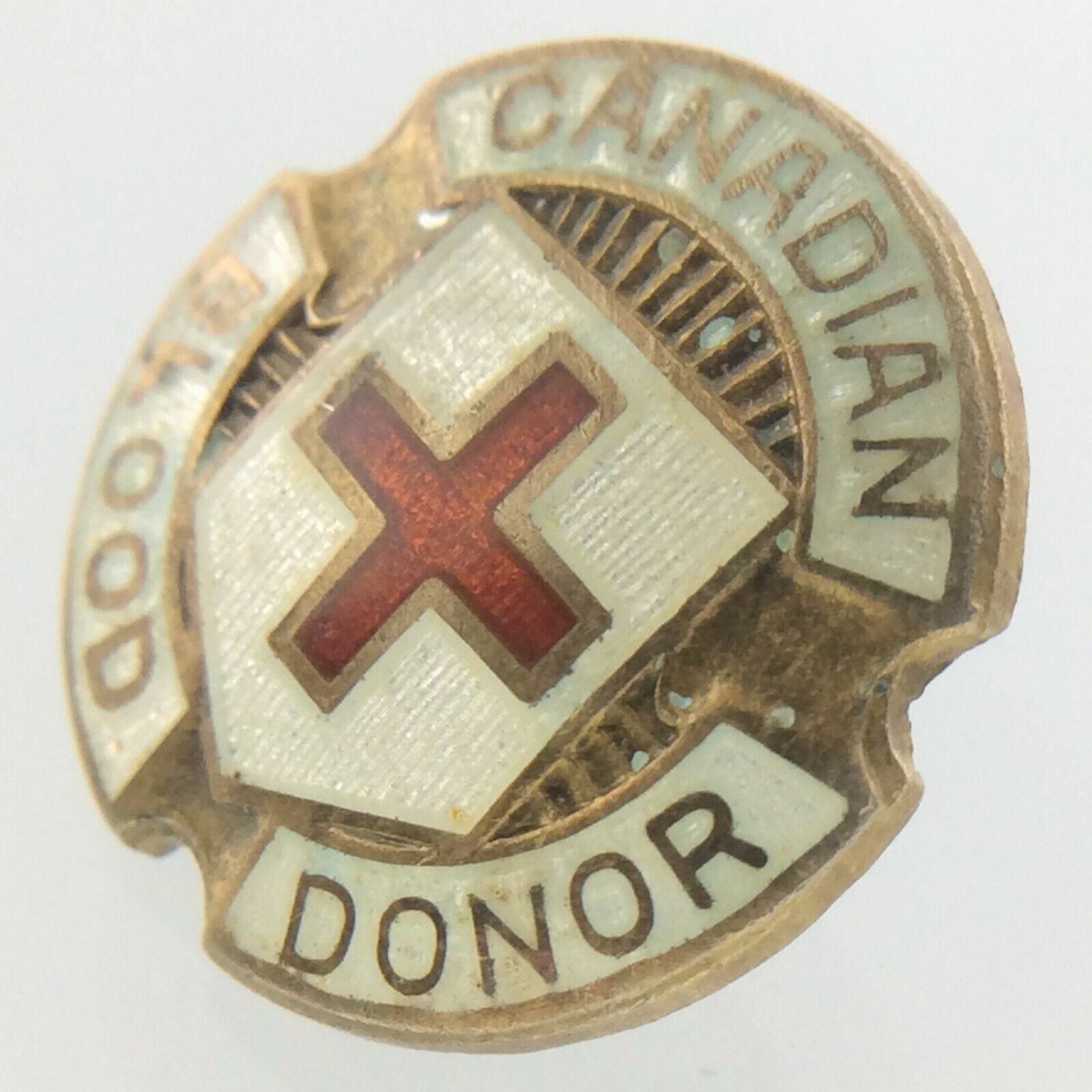 Vintage Canadian Red Cross Blood Donor Sterling Silver Enamelled Screw Back 135d