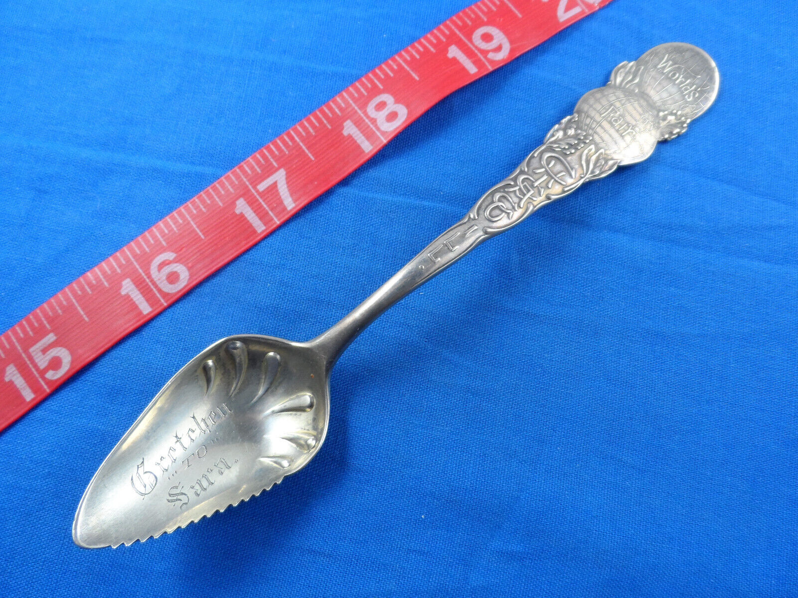 5.5" Rare Columbian Exposition 1893 Chicago World's Fair Sterling Souvenir Spoon