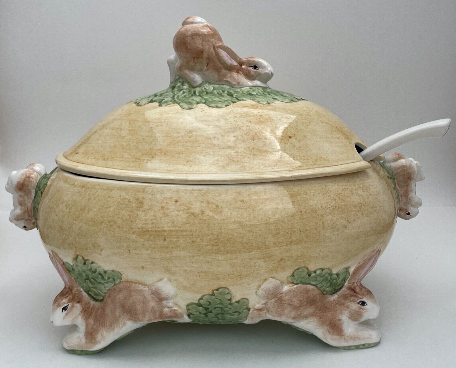 Rabbit Tureen Vintage Ceramic Handpainted Italian Majolica Style | Never Used