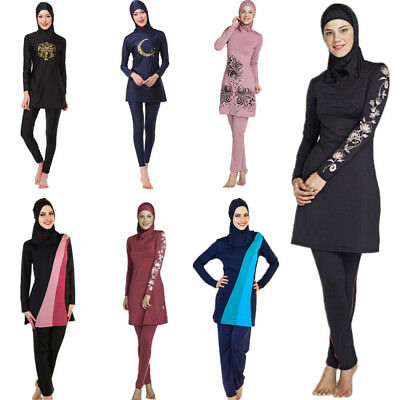 Muslim Lady Modesty Swimwear Swimsuit Full Cover Islamic Beachwear Arab Burkini