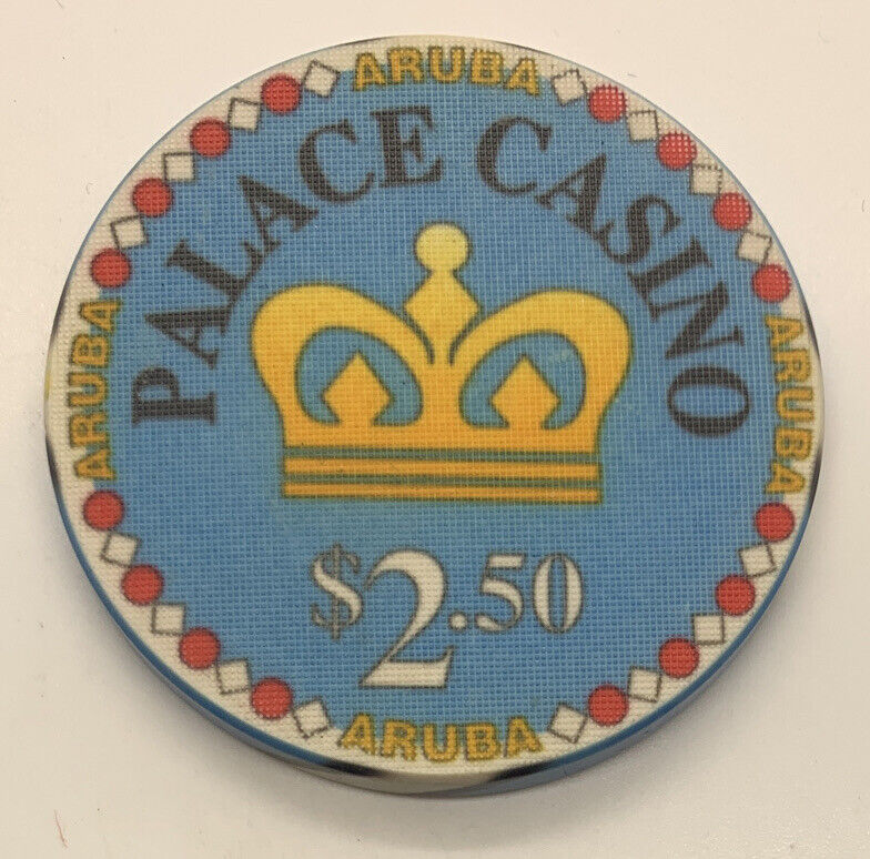 $2.50 Palace Casino Chip - Palm Beach - Aruba - Closed - Blue Ceramic Crown