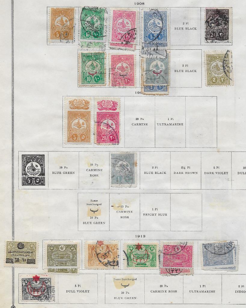 28 Turkey Stamps From Quality Old Antique Album 1908-1913