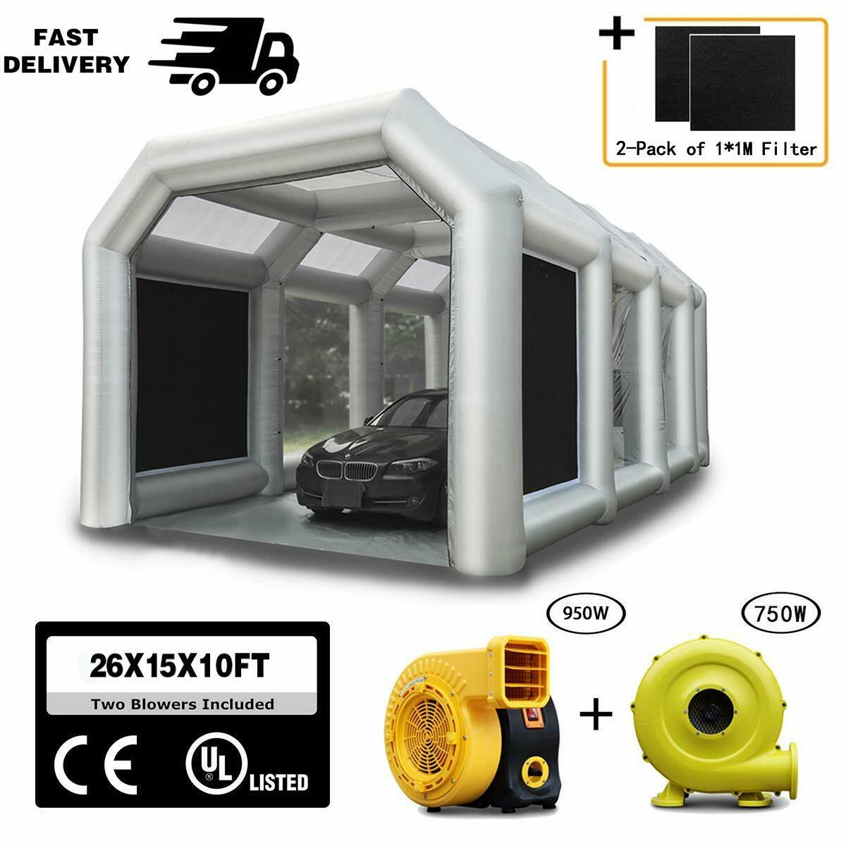 28x15x10ft Inflatable Spray Paint Booth Tent With Two Blowers (950w+750w)
