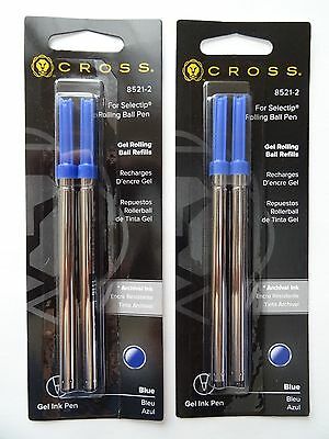 4 Cross Blue Medium .07 Selectip Gel Rollingball Pen Refills 8521-2 Sealed