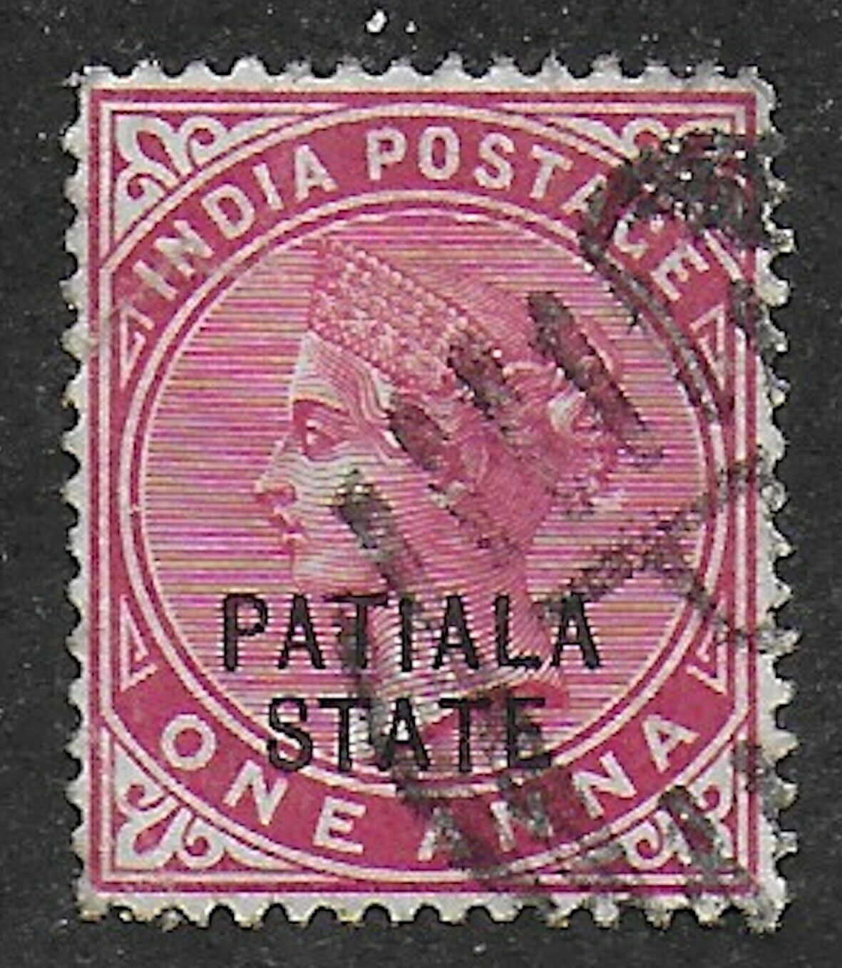 India, Patiala State, 1899, 1a Red, Sg34; Sc 29, Used.
