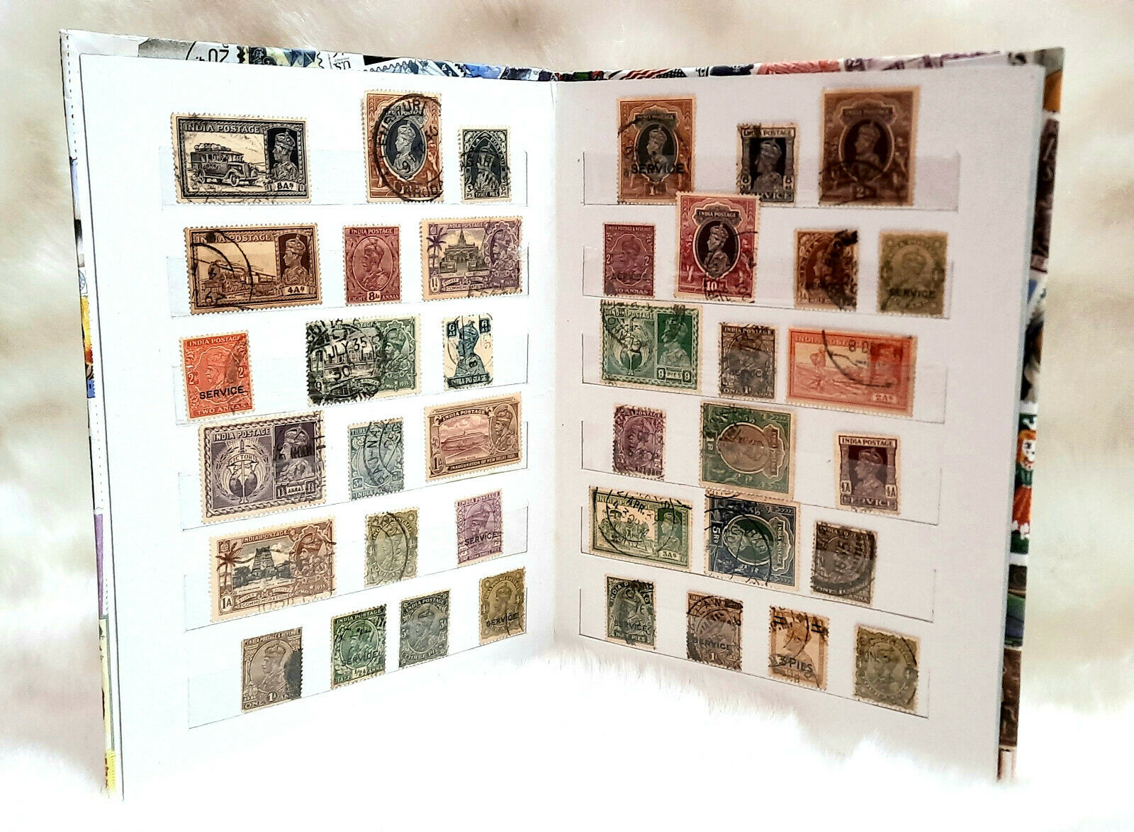 Stamp Album + 50 Different Old Antique British India Stamps 1837-1947 Rare Set