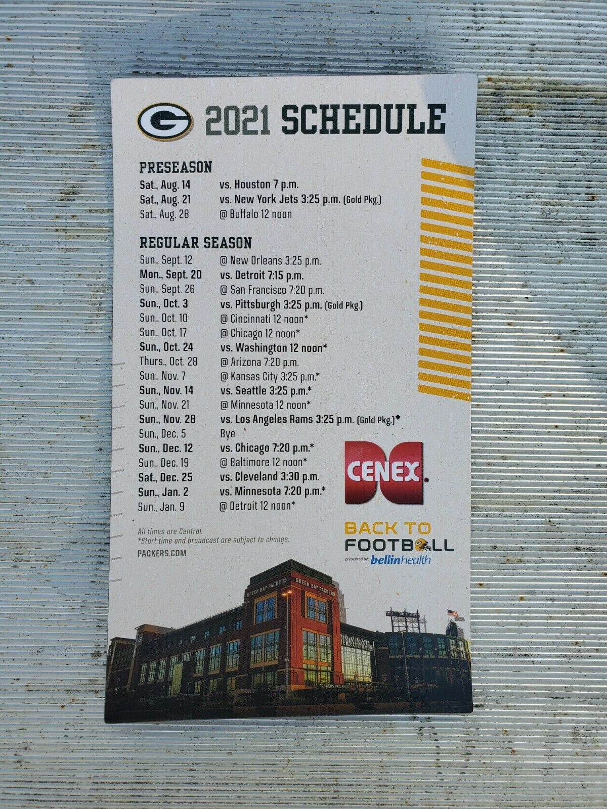 Nfl 2021 Green Bay Packers Magnet Schedule Official Sga Lambeau Field Football