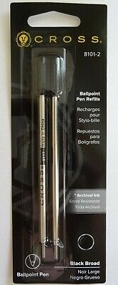 1 Pack Cross Ballpoint Pen Broad Refills Black 8101-2 New - Sealed