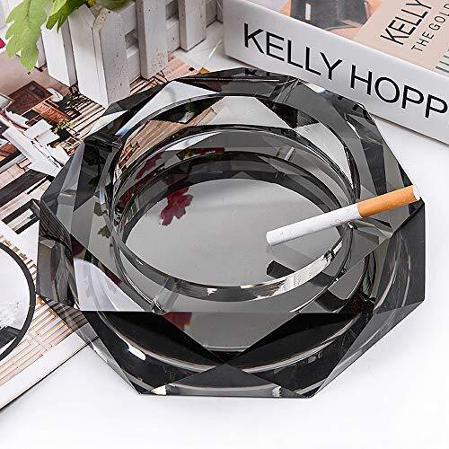 Ashtray, Crystal Ash Tray Holder For Home Office Tabletop Decoration, Black
