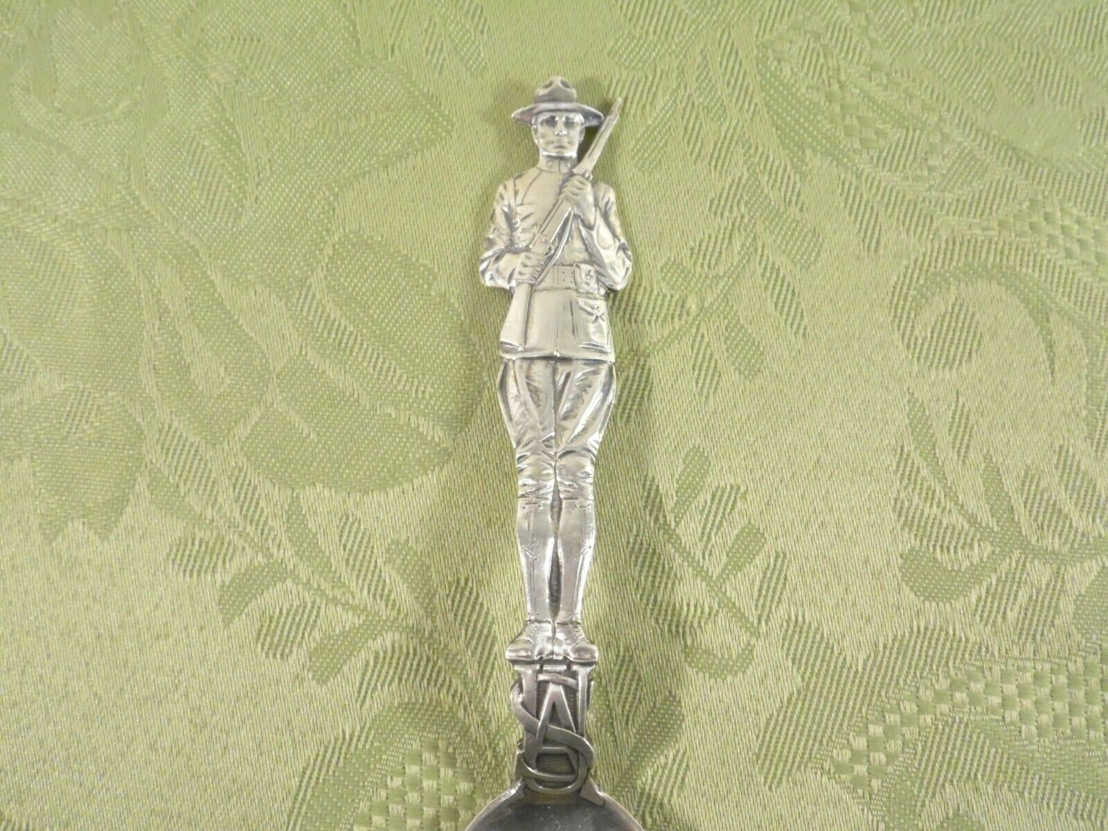 Figural Wwi Era "usa" Soldier ~ 5 3/8" Sterling Souvenir By C.m. Robbins Co.