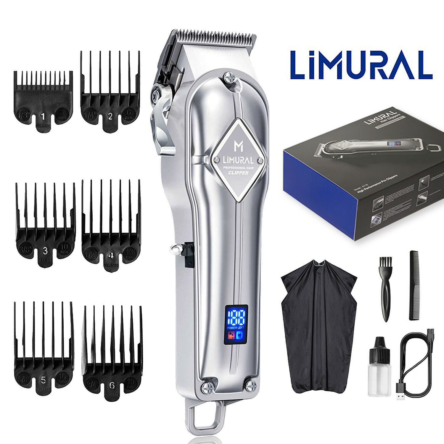 Limural Professional Hair Clippers Cutting Machine Barber Salon Trimmer Kit Men
