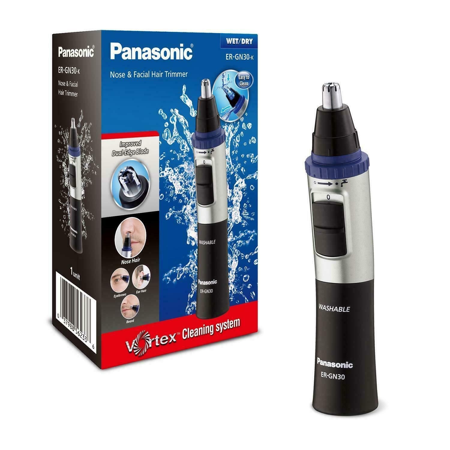 Panasonic Er-gn30-k Black Vortex Wet/dry Nose And Facial Hair Trimmer New