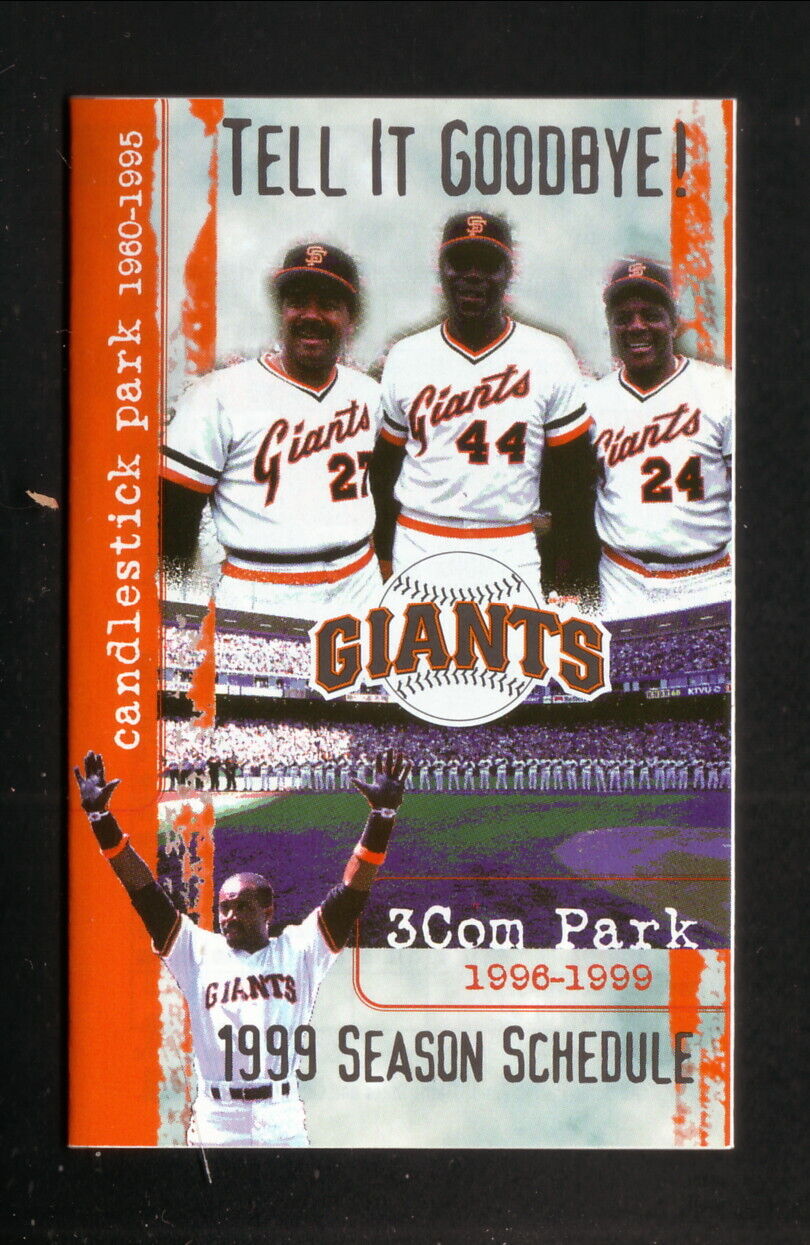 San Francisco Giants--mays--mccovey--bonds--1999 Pocket Schedule--chevron