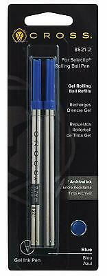 2 Cross Rollerball Selectip Gel Pen Refills, 0.7mm Medium, Blue Ink 8521 - New