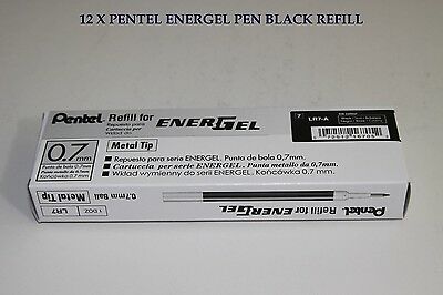 12 Pcs Pentel Energel  Refill 0.7mm Black Color Made In Japan One Dozen In Box