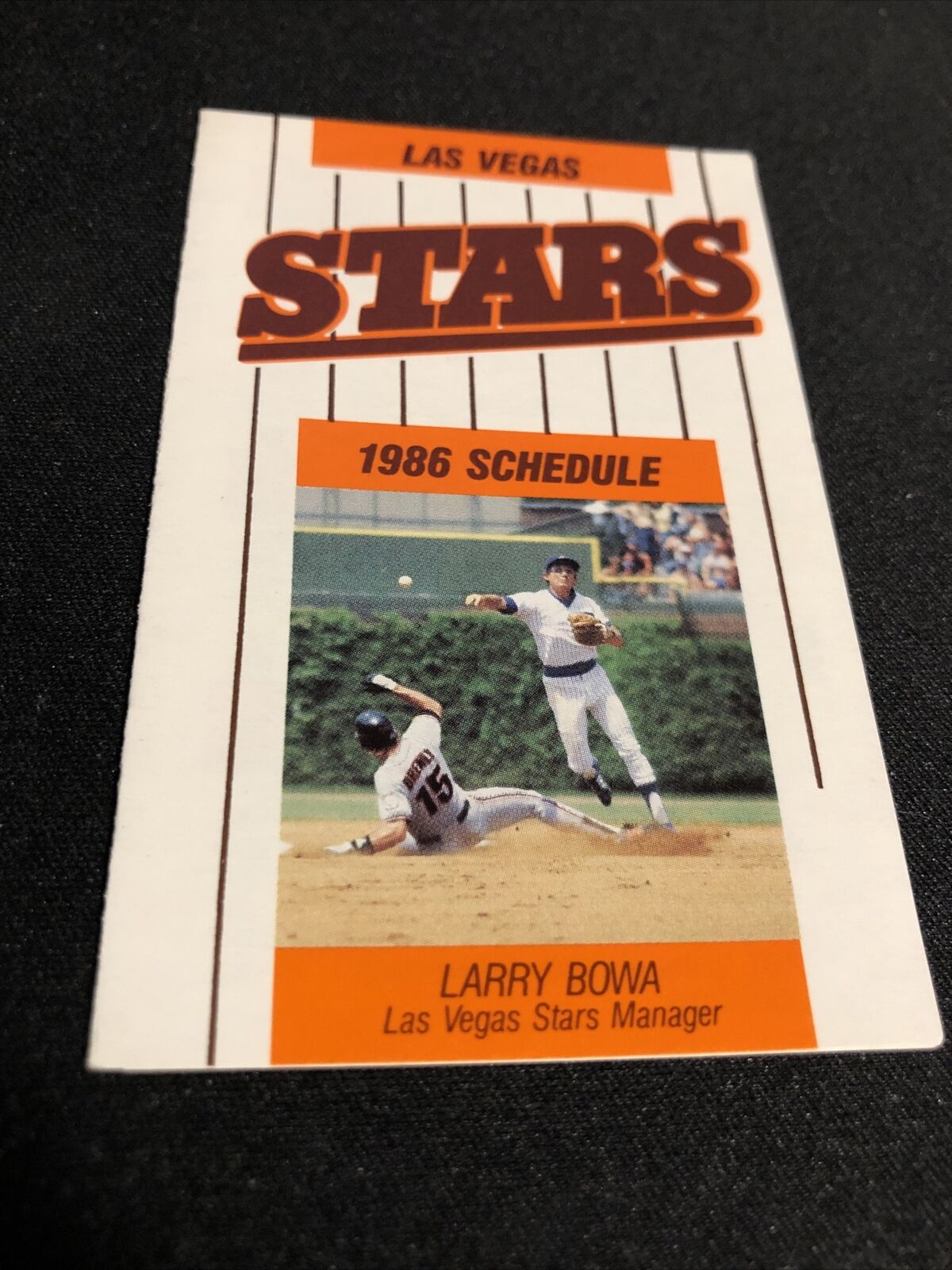 1986 Las Vegas Stars Baseball Pocket Schedule Padres Affiliate Larry Bowa