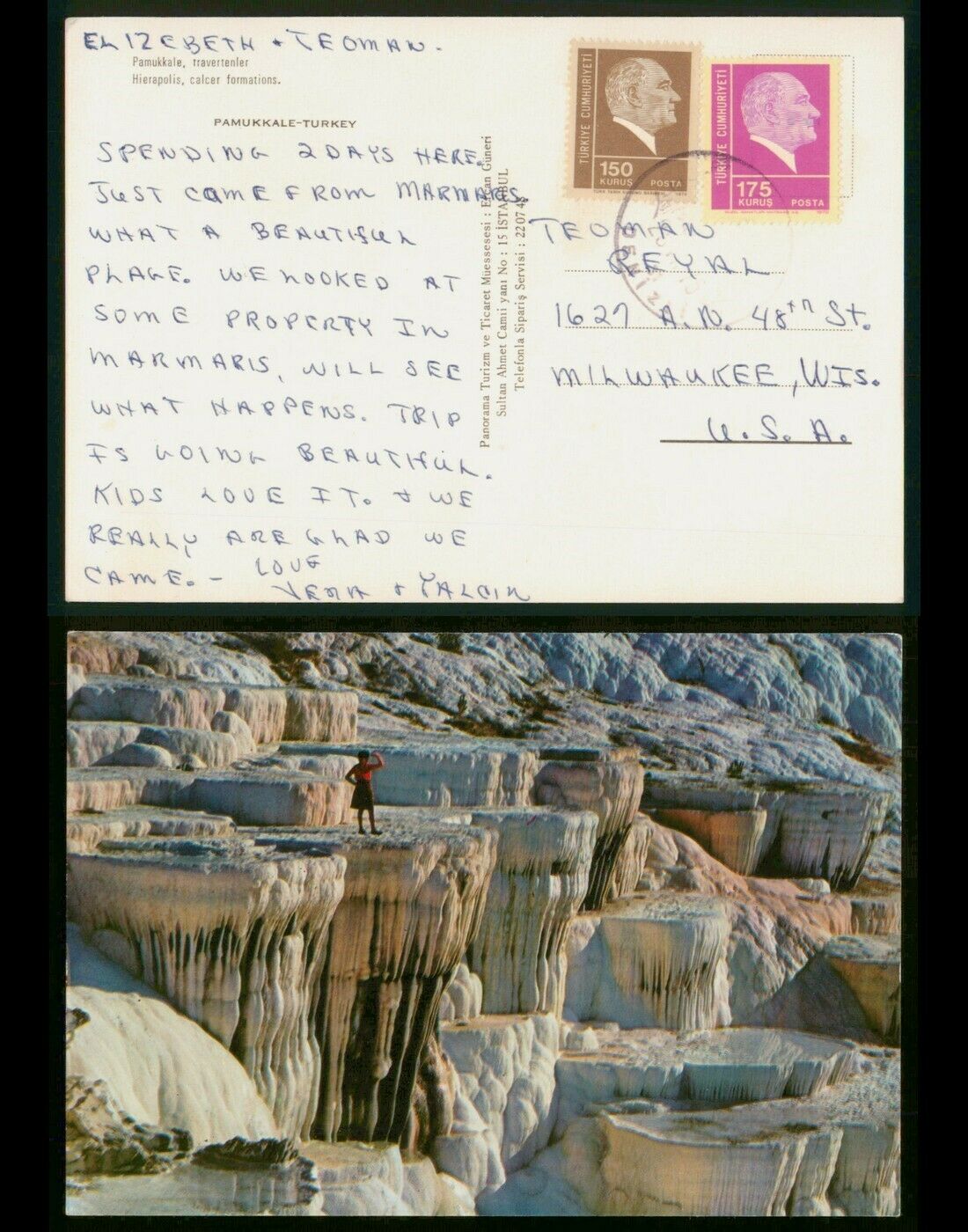 Mayfairstamps Turkey 1970s To Milwaukee Wisconsin Rock Formations 1970s Post Car